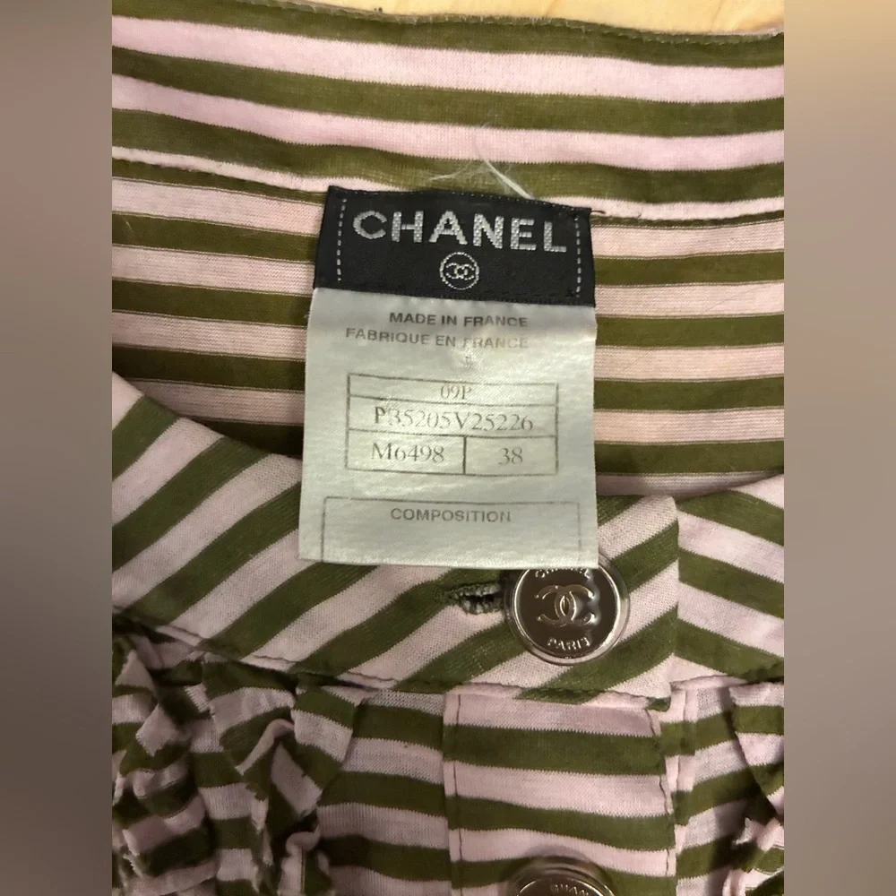 CHANEL 2009 Spring Runway Ruffled Striped Cotton